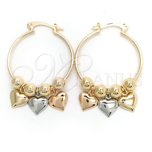 Argolla Mediana 02.58.0050.30 Oro Laminado, Diseño de Corazón, Pulido, Tres Tonos