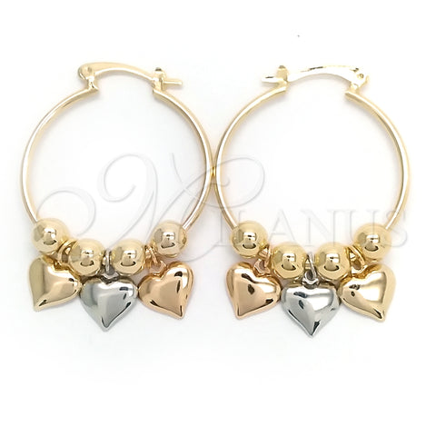 Argolla Mediana 02.58.0050.30 Oro Laminado, Diseño de Corazón, Pulido, Tres Tonos