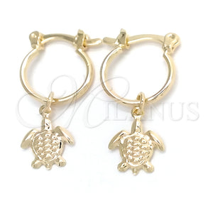 Argolla Pequeña 02.58.0051.12 Oro Laminado, Diseño de Tortuga, Pulido, Tono Dorado