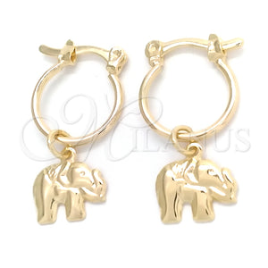 Argolla Pequeña 02.58.0052.12 Oro Laminado, Diseño de Elefante, Pulido, Tono Dorado