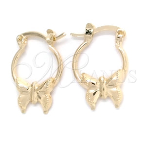 Argolla Pequeña 02.58.0054.12 Oro Laminado, Diseño de Mariposa, Pulido, Tono Dorado