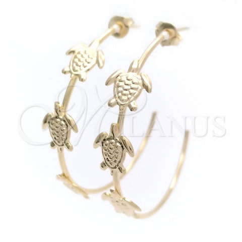 Argolla Mediana 02.58.0058.40 Oro Laminado, Diseño de Tortuga, Pulido, Tono Dorado