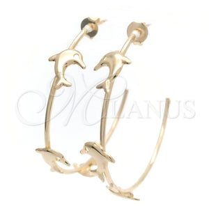 Argolla Mediana 02.58.0061.40 Oro Laminado, Diseño de Delfín, Pulido, Tono Dorado