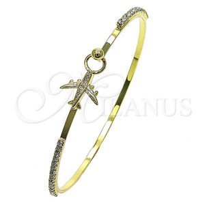 Aro Individual 07.193.0043.05 Oro Laminado, Diseño de Avión, con Blanca Micro Pave and Blanca Cristal, Pulido, Tono Dorado (02 MM Thickness, Size 5 (2.50 Diameter))
