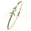 Aro Individual 07.193.0043.05 Oro Laminado, Diseño de Avión, con Blanca Micro Pave and Blanca Cristal, Pulido, Tono Dorado (02 MM Thickness, Size 5 (2.50 Diameter))