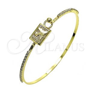 Aro Individual 07.193.0045.05 Oro Laminado, Diseño de Avión, con Blanca Micro Pave and Blanca Cristal, Pulido, Tono Dorado (02 MM Thickness, Size 5 (2.50 Diameter))