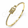 Aro Individual 07.193.0045.05 Oro Laminado, Diseño de Avión, con Blanca Micro Pave and Blanca Cristal, Pulido, Tono Dorado (02 MM Thickness, Size 5 (2.50 Diameter))