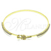 Aro Individual 07.193.0046.05 Oro Laminado, Diseño de Palmera, con Blanca Micro Pave and Blanca Cristal, Pulido, Tono Dorado (02 MM Thickness, Size 5 (2.50 Diameter))