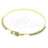 Aro Individual 07.193.0046.05 Oro Laminado, Diseño de Palmera, con Blanca Micro Pave and Blanca Cristal, Pulido, Tono Dorado (02 MM Thickness, Size 5 (2.50 Diameter))