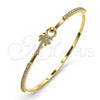 Aro Individual 07.193.0046.05 Oro Laminado, Diseño de Palmera, con Blanca Micro Pave and Blanca Cristal, Pulido, Tono Dorado (02 MM Thickness, Size 5 (2.50 Diameter))