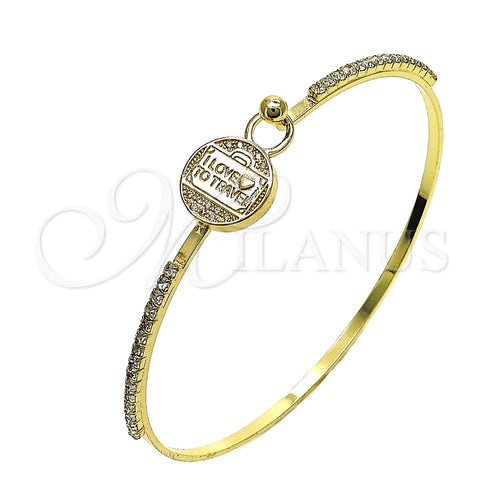 Aro Individual 07.193.0047.05 Oro Laminado, Diseño de Corazón y Amor, con Blanca Micro Pave and Blanca Cristal, Pulido, Tono Dorado (02 MM Thickness, Size 5 (2.50 Diameter))