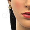 Arete Dormilona 02.193.0010 Oro Laminado, con Blanca Micro Pave, Pulido, Tono Dorado