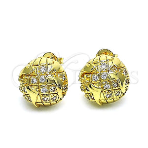 Arete Dormilona 02.193.0010 Oro Laminado, con Blanca Micro Pave, Pulido, Tono Dorado