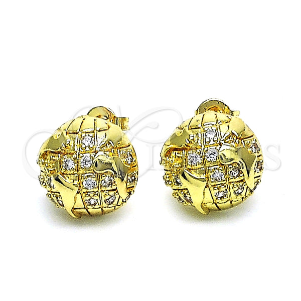 Arete Dormilona 02.193.0010 Oro Laminado, con Blanca Micro Pave, Pulido, Tono Dorado