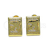 Arete Dormilona 02.193.0011 Oro Laminado, Diseño de Avión, con Blanca Micro Pave, Pulido, Tono Dorado