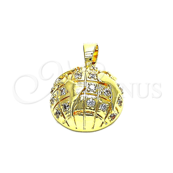 Dije Elegante 05.193.0002 Oro Laminado, con Blanca Micro Pave, Pulido, Tono Dorado