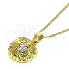 Collares con Dije 04.193.0002.18 Oro Laminado, con Blanca Micro Pave, Pulido, Tono Dorado (01 MM Thickness, 18 Inches Length)