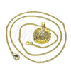 Collares con Dije 04.193.0002.18 Oro Laminado, con Blanca Micro Pave, Pulido, Tono Dorado (01 MM Thickness, 18 Inches Length)