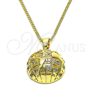 Collares con Dije 04.193.0002.18 Oro Laminado, con Blanca Micro Pave, Pulido, Tono Dorado (01 MM Thickness, 18 Inches Length)