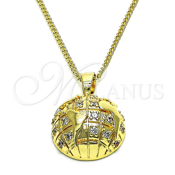 Collares con Dije 04.193.0002.18 Oro Laminado, con Blanca Micro Pave, Pulido, Tono Dorado (01 MM Thickness, 18 Inches Length)