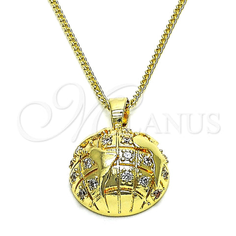 Collares con Dije 04.193.0002.18 Oro Laminado, con Blanca Micro Pave, Pulido, Tono Dorado (01 MM Thickness, 18 Inches Length)