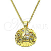 Collares con Dije 04.193.0002.18 Oro Laminado, con Blanca Micro Pave, Pulido, Tono Dorado (01 MM Thickness, 18 Inches Length)