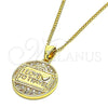 Collares con Dije 04.193.0005.18 Oro Laminado, Diseño de Corazón y Amor, con Blanca Micro Pave, Pulido, Tono Dorado (01 MM Thickness, 18 Inches Length)