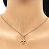 Juego de Arete y Dije de Adulto 10.193.0001 Oro Laminado, Diseño de Avión, con Blanca Micro Pave, Pulido, Tono Dorado