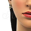 Juego de Arete y Dije de Adulto 10.193.0001 Oro Laminado, Diseño de Avión, con Blanca Micro Pave, Pulido, Tono Dorado