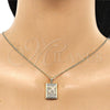 Juego de Arete y Dije de Adulto 10.193.0003 Oro Laminado, Diseño de Avión, con Blanca Micro Pave, Pulido, Tono Dorado