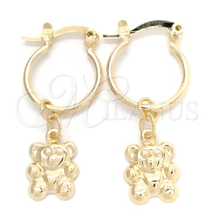 Argolla Pequeña 02.58.0065.12 Oro Laminado, Diseño de Osito, Pulido, Tono Dorado