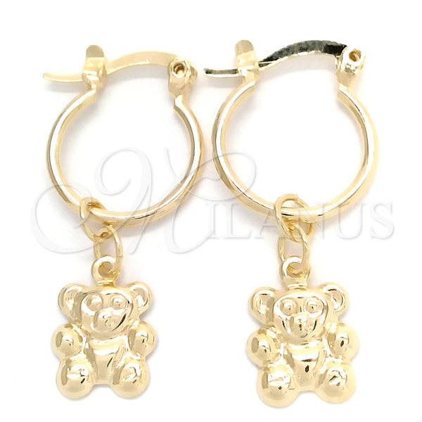 Argolla Pequeña 02.58.0065.12 Oro Laminado, Diseño de Osito, Pulido, Tono Dorado