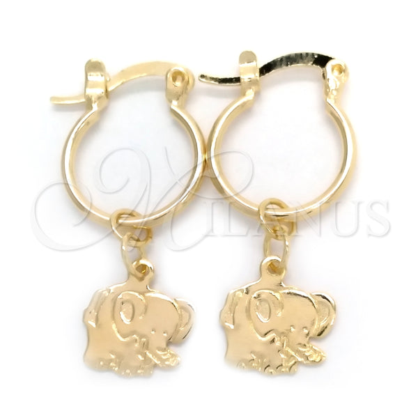 Argolla Pequeña 02.58.0066.12 Oro Laminado, Diseño de Elefante, Pulido, Tono Dorado