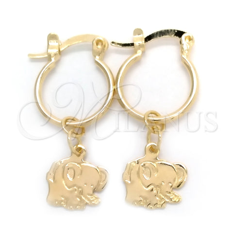 Argolla Pequeña 02.58.0066.12 Oro Laminado, Diseño de Elefante, Pulido, Tono Dorado