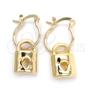 Argolla Pequeña 02.58.0069.12 Oro Laminado, Diseño de Llave, Pulido, Tono Dorado