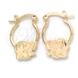 Argolla Pequeña 02.58.0071.12 Oro Laminado, Diseño de Elefante, Pulido, Tono Dorado