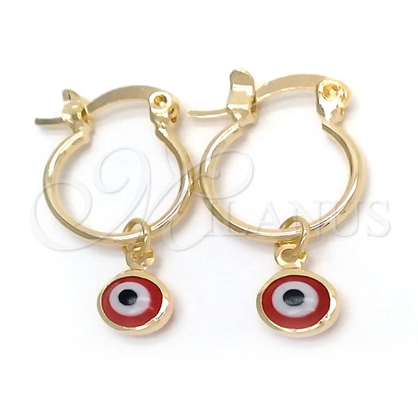 Argolla Pequeña 02.58.0072.12 Oro Laminado, Diseño de Ojo Griego, Pulido, Tono Dorado