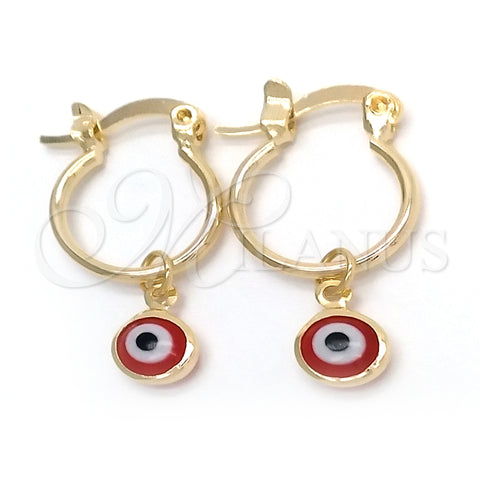 Argolla Pequeña 02.58.0072.12 Oro Laminado, Diseño de Ojo Griego, Pulido, Tono Dorado