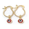 Argolla Pequeña 02.58.0072.12 Oro Laminado, Diseño de Ojo Griego, Pulido, Tono Dorado