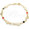 Pulsera Elegante 03.58.0071.07 Oro Laminado, Diseño de Elefante, con Negro and Granate Zirconia Cubica, Pulido, Tono Dorado (03 MM Thickness, 7 Inches Length)