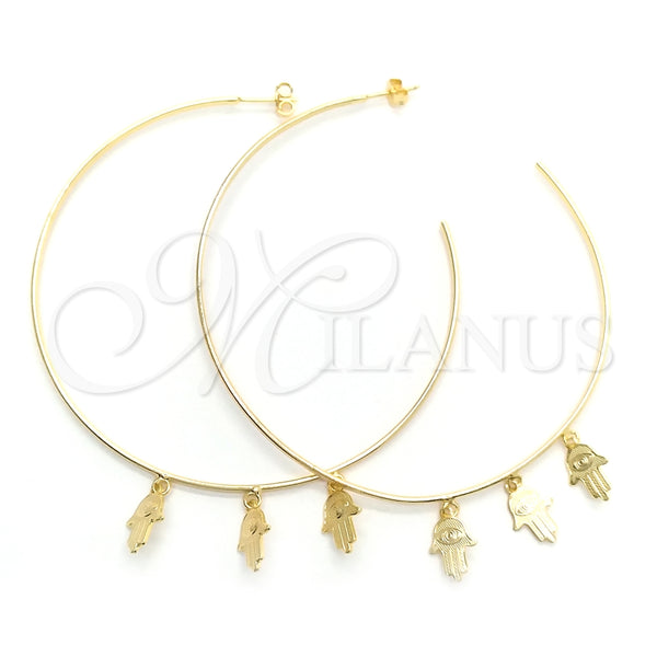 Argolla Grande 02.58.0074.70 Oro Laminado, Diseño de Manos, Pulido, Tono Dorado