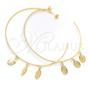 Argolla Grande 02.58.0075.70 Oro Laminado, Diseño de Guadalupe, Pulido, Tono Dorado