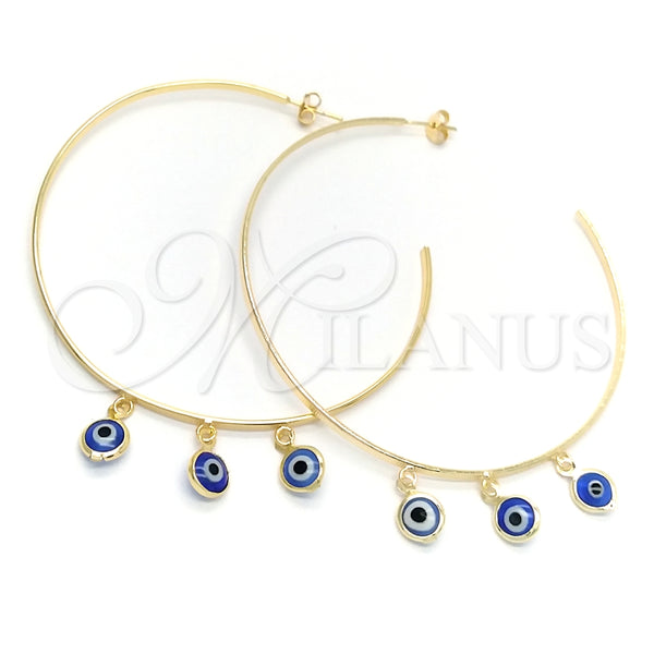 Argolla Grande 02.58.0078.70 Oro Laminado, Diseño de Ojo Griego, Pulido, Tono Dorado