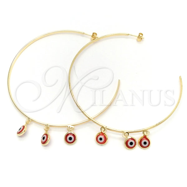 Argolla Grande 02.58.0079.70 Oro Laminado, Diseño de Ojo Griego, Pulido, Tono Dorado