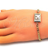 Pulsera Elegante 03.193.0002.08 Oro Laminado, Diseño de Avión, con Blanca Micro Pave, Pulido, Tono Dorado (04 MM Thickness, 8 Inches Length)