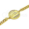 Pulsera Elegante 03.193.0003.08 Oro Laminado, Diseño de Corazón y Amor, con Blanca Micro Pave, Pulido, Tono Dorado (04 MM Thickness, 8 Inches Length)