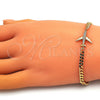 Pulsera Elegante 03.193.0004.08 Oro Laminado, Diseño de Avión, con Blanca Micro Pave, Pulido, Tono Dorado (04 MM Thickness, 8 Inches Length)