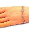 Pulsera Elegante 03.193.0005.08 Oro Laminado, Diseño de Palmera, con Blanca Micro Pave, Pulido, Tono Dorado (04 MM Thickness, 8 Inches Length)