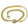 Pulsera Elegante 03.193.0005.08 Oro Laminado, Diseño de Palmera, con Blanca Micro Pave, Pulido, Tono Dorado (04 MM Thickness, 8 Inches Length)