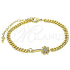 Pulsera Elegante 03.193.0005.08 Oro Laminado, Diseño de Palmera, con Blanca Micro Pave, Pulido, Tono Dorado (04 MM Thickness, 8 Inches Length)